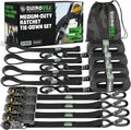Rhino USA Ratchet Straps Tie Downs (4-Pack) - 1 Inch x 15 Feet (1,823lb Break Strength)