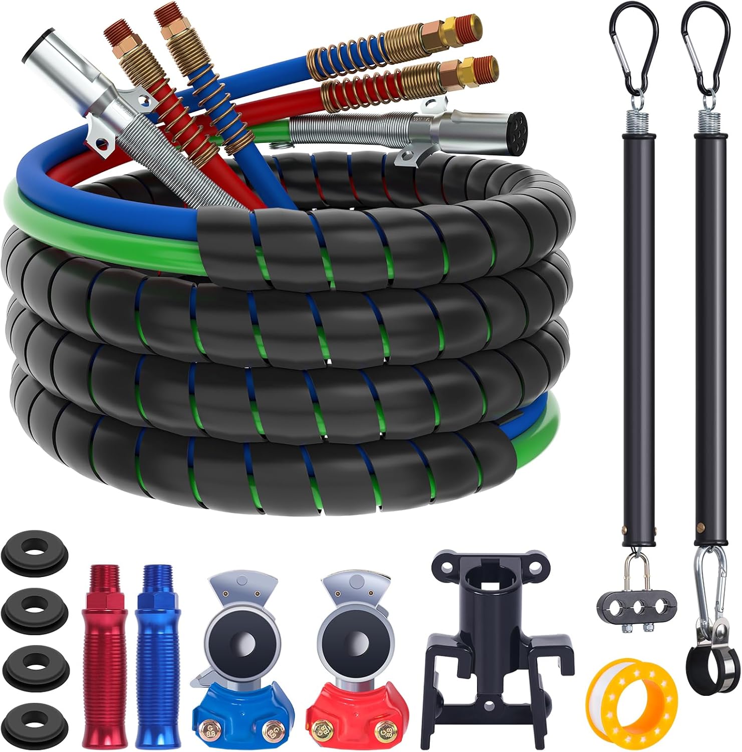 15FT Semi Truck Air Line Kit with Gladhand Holder and Springs Kit
