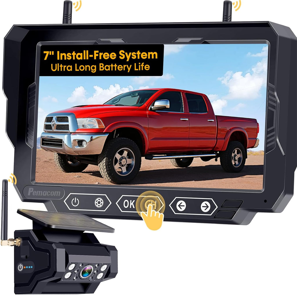 1080P HD Wireless Backup Camera: 1-Min Magnetic Easy Install No Wiring 7" Anti-Glare Monitor with Clear Night Vision