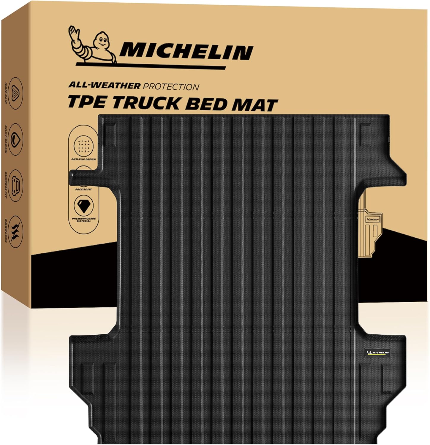 MICHELIN Truck Bed Mat for 2019-2026 Chevy Silverado/GMC Sierra 1500 5.8 FT / 69.9" Only (Not Fit Optional CarbonPro Bed), All-Weather Truck Bed Liner, Custom Fit, Durable TPE Bedliner, Non-Slip