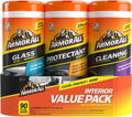 All Car Interior Value Pack, 90 Count, Includes Auto Glass Cleaner, Cleaning Wipes and Protectant Wipes